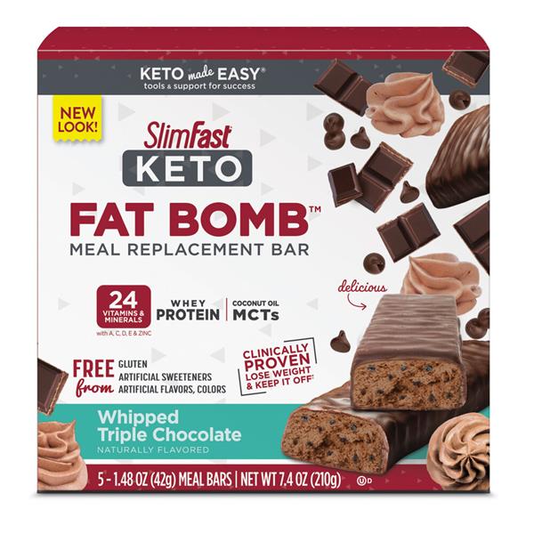 SlimFast Keto Meal Bar Whipped Triple Chocolate 5 - 1.48 Oz Bars | Hy ...