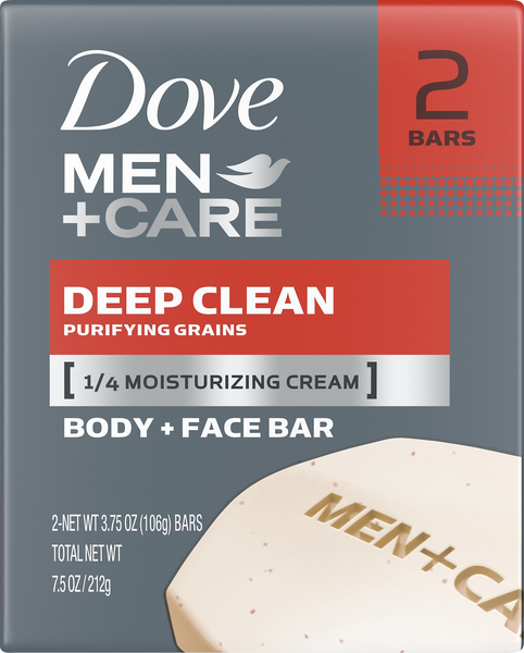 Dove Men+Care Body Soap and Face Bar Deep Clean 3.75 oz 6 Bars