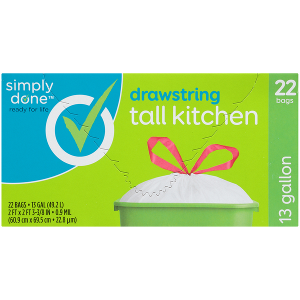 Simply Done - Simply Done, Drawstring Tall Kitchen Bags, Clear (13 gal), Grocery Pickup & Delivery