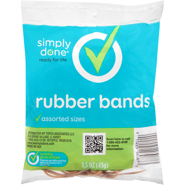 Simply Done Rubber Bands Colorful Assorted Sizes, Organization