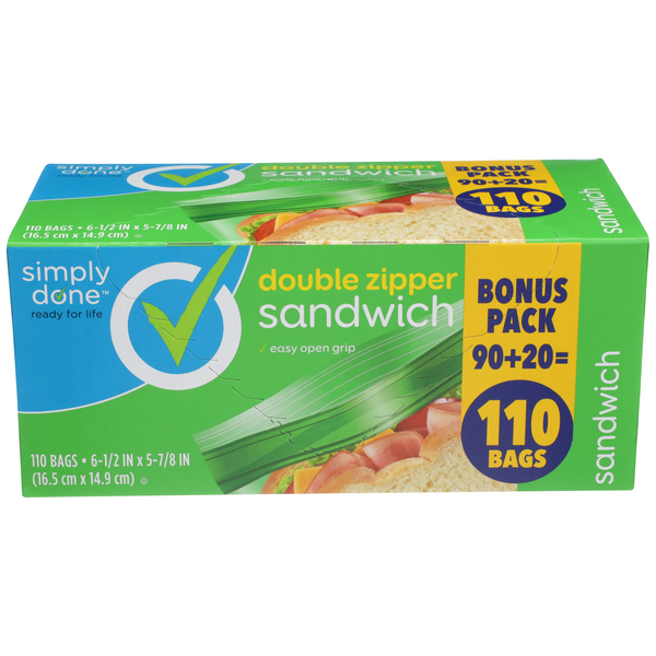 Simply Done Sandwich Bags, Zipper - 90 bags