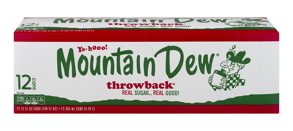 Mountain Dew Real Sugar Full 12 Oz Can Brand New MTN 2 Pack