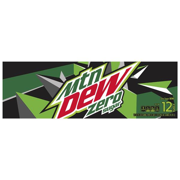 Mtn Dew Zero Sugar Zero Calorie Dew 12pk 