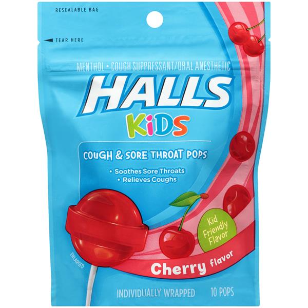 Halls Kids Cough & Sore Throat Pops Cherry HyVee Aisles Online