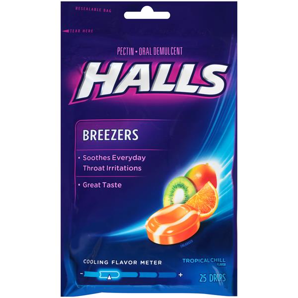 Halls Breezers Tropical Chill Pectin Throat Drops HyVee Aisles