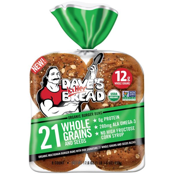 Dave's Killer Bread 21 Whole Grains and Seeds Organic Burger Buns 8Ct HyVee Aisles Online
