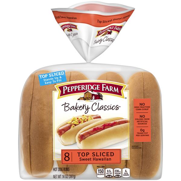 Pepperidge Farm Bakery Classics Top Sliced Sweet & Soft Hot Dog Buns