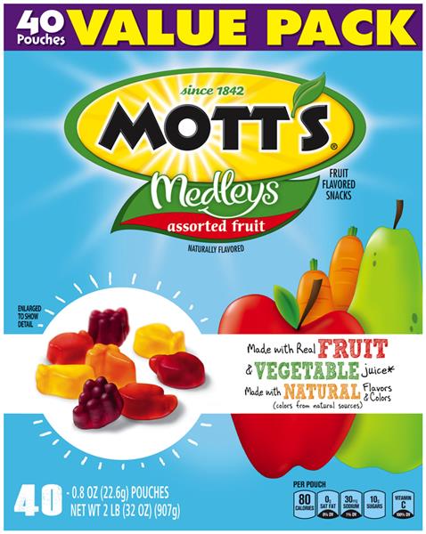 Mott's Medleys Assorted Fruit Flavored Snacks 40-0.8 Oz Pouches 