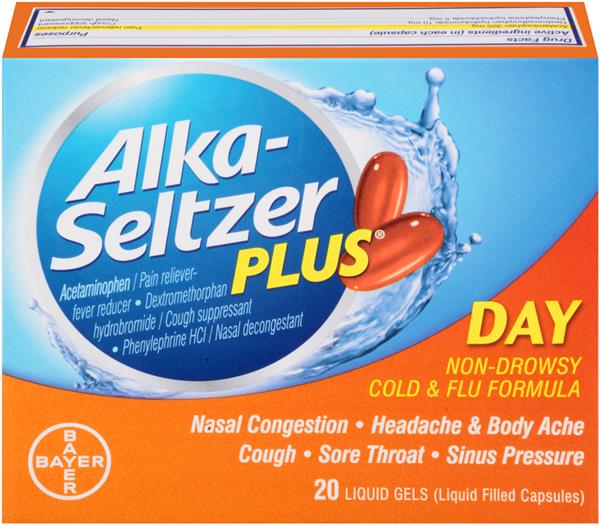 Alka-Seltzer Plus Day Non-Drowsy Cold & Flu Liquid Gels ...