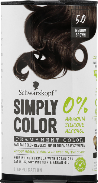 Schwarzkopf Simply Color Permanent Hair Color, 5.0 Medium Brown - 1  application