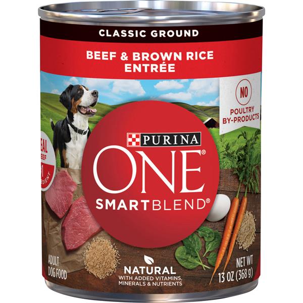 Purina One Natural Pate Wet Dog Food Smartblend Beef Brown Rice Entree 13 Oz Can Hy Vee Aisles Online Grocery Shopping