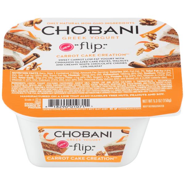 Chobani "Flip" Carrot Cake Creation LowFat Greek Yogurt HyVee