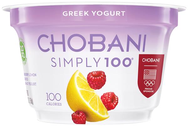 Chobani Simply 100 Raspberry Lemon Blended Non-Fat Greek Yogurt