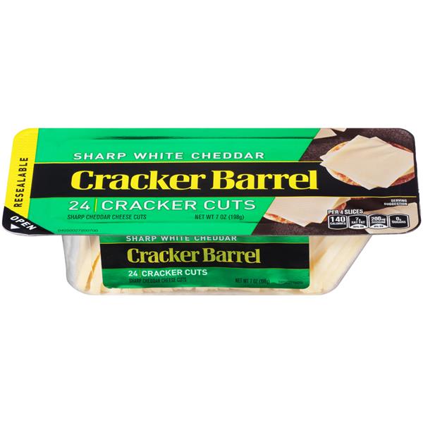 Cracker Barrel Sharp White Cheddar Cheese Cracker Cuts 24 Ct Tray Hy