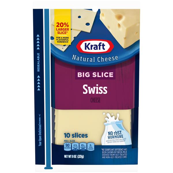 Kraft Natural Cheese Big Slice Swiss Cheese Slices 10Ct HyVee Aisles
