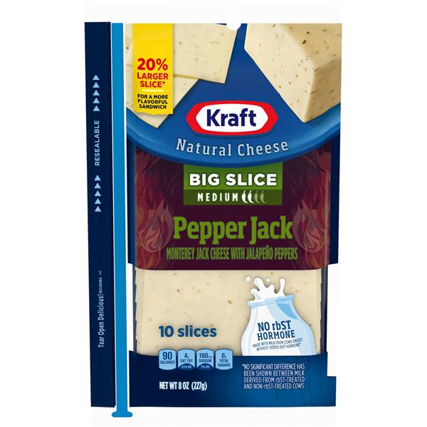 Kraft Natural Cheese Big Slice Pepper Jack Cheese Slices 10Ct HyVee Aisles Online Grocery