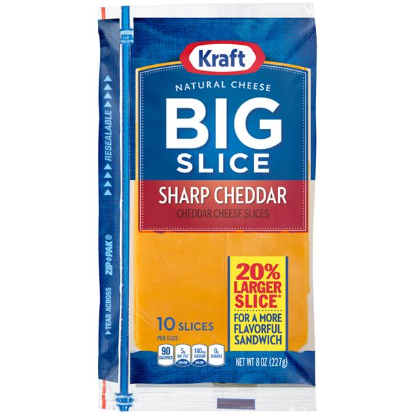 Kraft Natural Cheese Big Slice Sharp Cheddar Cheese Slices 10Ct | Hy ...