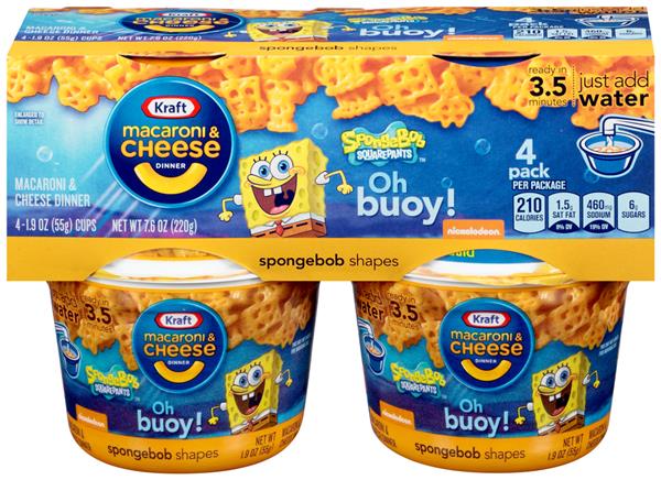 Kraft Spongebob Shapes Macaroni & Cheese Dinner 4pk 