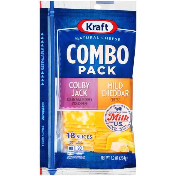 Kraft Natural Cheese Colby Jack & Mild Cheddar Cheese Slices Combo Pack