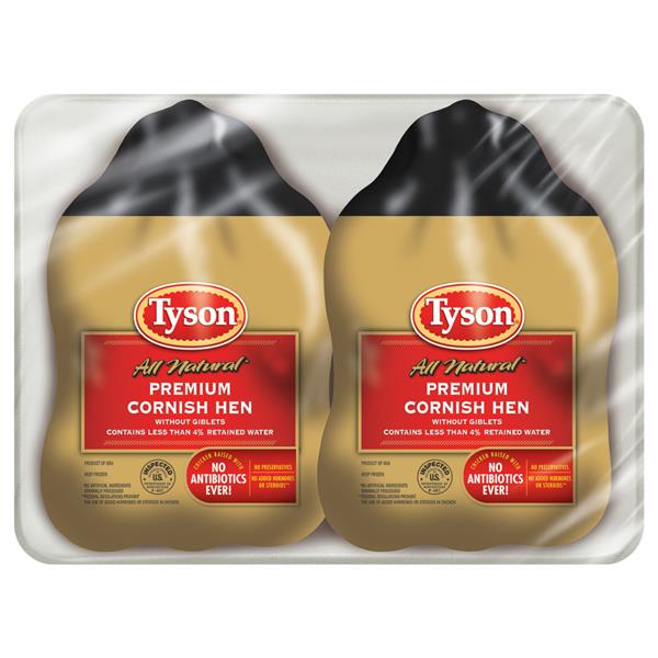 Tyson All Natural* Premium Cornish Hen (Twin Pack), 44 oz. (Frozen