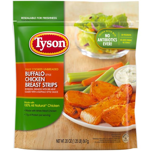 Tyson Fully Cooked Unbreaded Buffalo Style Chicken Breast Strips Hy Vee Aisles Online Grocery Shopping