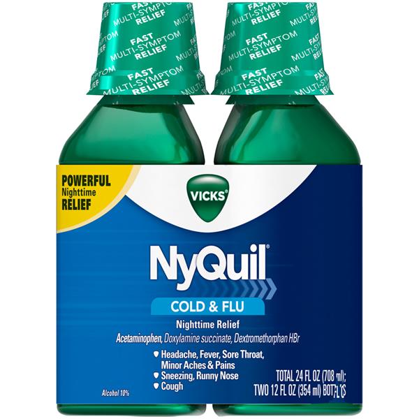 Vicks NyQuil Original Flavor Nighttime Cold & Flu Relief Liquid -2Ct ...