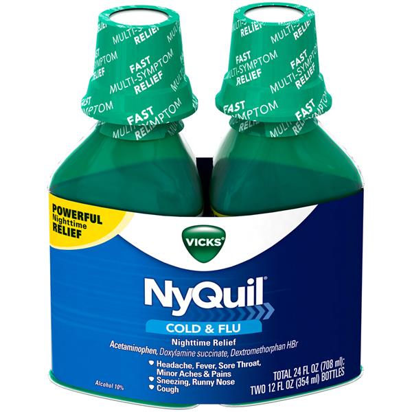 Vicks NyQuil Original Flavor Nighttime Cold & Flu Relief Liquid -2Ct ...