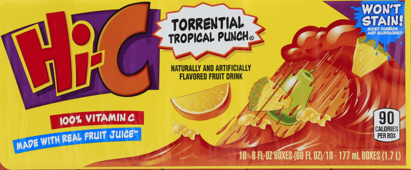 Hi-C Torrential Tropical Punch Fruit Drink 10-6 fl oz Boxes | Hy-Vee ...