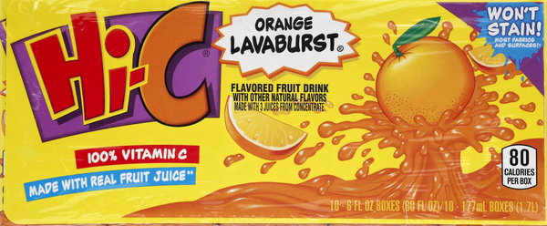 Hi-c Orange Lavaburst Fruit Drink 10-6 Fl Oz Boxes 