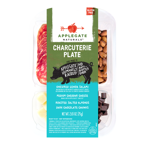 Applegate Natural Charcuterie Plate Genoa Salami, Medium Cheddar Cheese ...
