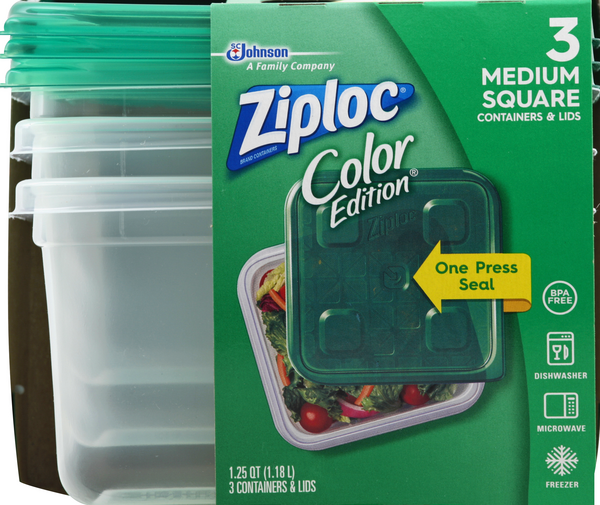 Ziploc Containers & Lids, Square, Medium, 1.25 Quart, Food Storage  Containers
