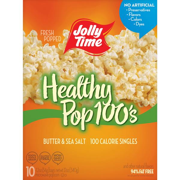 Jolly Time Healthy Pop 100's Butter & Sea Salt Microwave Popcorn, 101.