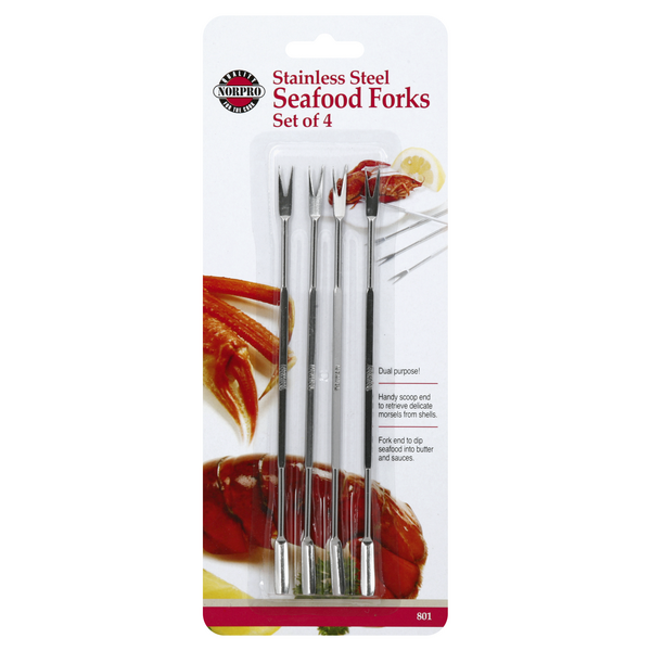 Norpro 4pc Stainless Steel Seafood Forks - Crab Lobster Shellfish