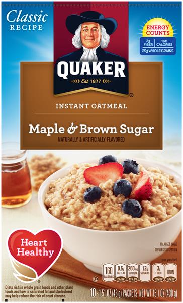 Quaker Maple & Brown Sugar Instant Oatmeal 10 Packets | Hy-Vee Aisles Online Grocery Shopping