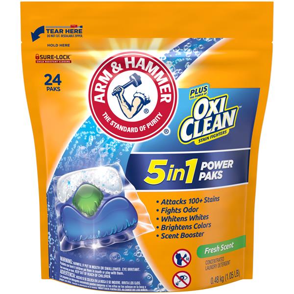 Arm & Hammer Oxi Clean Stain Fighters Fresh Scent 3-in-1 Power Paks ...