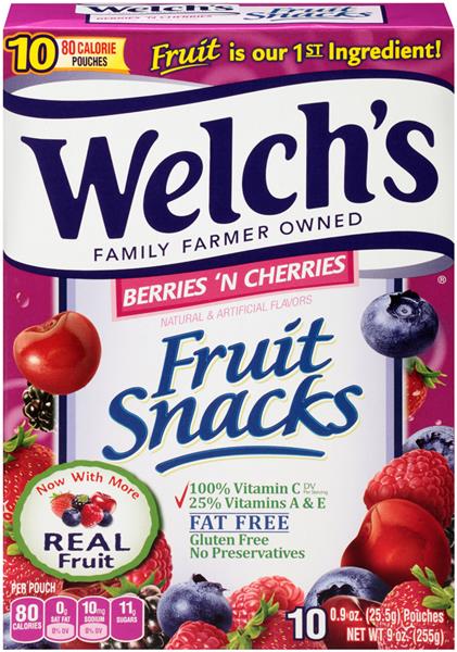 cherries and berries fruit snacks
