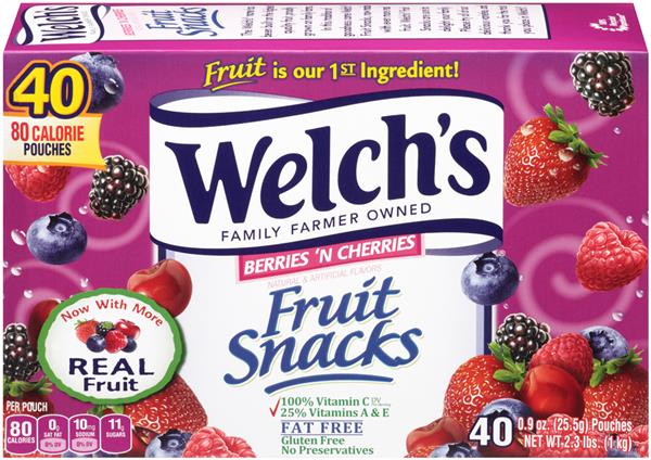 cherries and berries fruit snacks