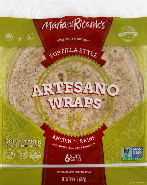 Maria And Ricardo's Artesano Wraps Tortilla Style Ancient Grains - 6 CT ...