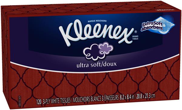 Kleenex Ultra Soft Facial 3-Ply White Facial Tissues 120 ct Box ...