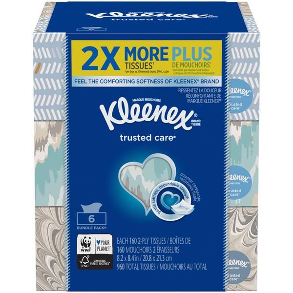 Kleenex Trusted Care 2-Ply White Facial Tissues 6-160Ct | Hy-Vee Aisles ...