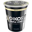 Oikos Triple Zero Vanilla Nonfat Greek Yogurt Tub, 0% Fat, 0g Added Sugar and 0 Artificial Sweeteners, Just Delicious High Protein Yogurt, 32 OZ