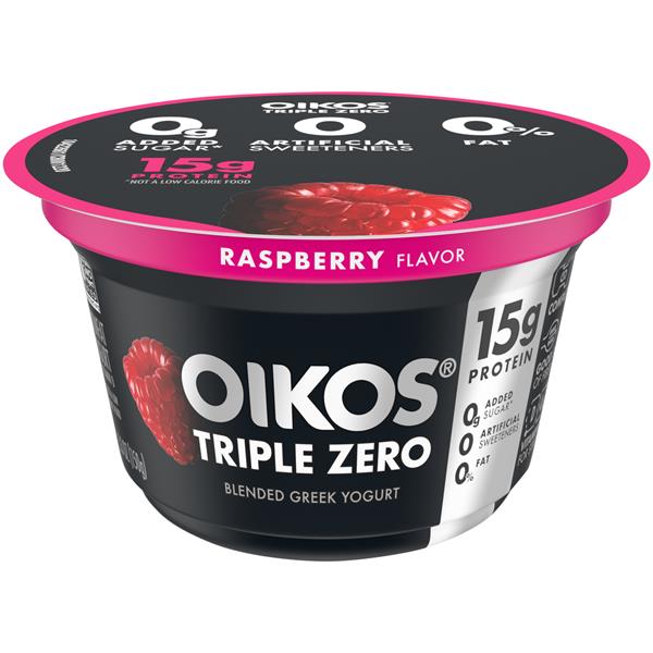 Oikos Triple Zero Raspberry Blended Greek Yogurt | Hy-Vee Aisles Online ...