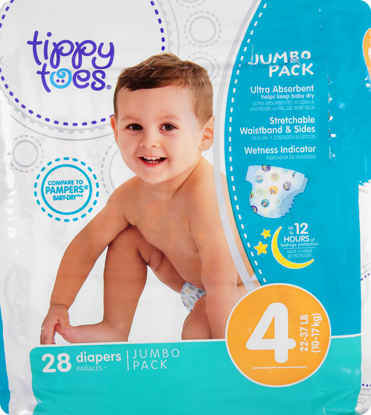 Tippy Toes Diapers 4 22 37 Lb Jumbo Pack