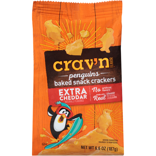 Crav'N Flavor Extra Cheddar Penguins Baked Snack Crackers HyVee