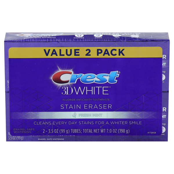 crest 3d white stain eraser fresh mint whitening toothpaste