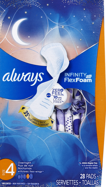 Always Infinity with FlexFoam Overnight Pads