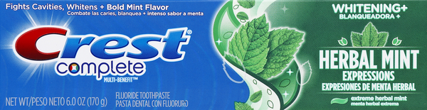 crest complete herbal mint toothpaste