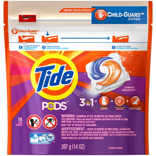 Tide PODS Laundry Detergent, Spring Meadow, 16 CT, Designed for Regular