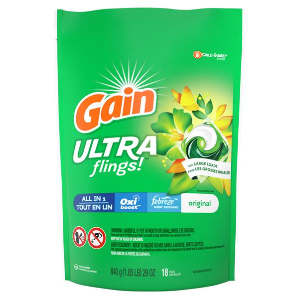 Gain Ultra Flings Liquid Laundry Detergent Pacs Designed For Large