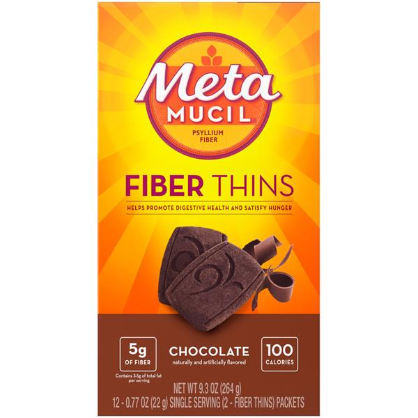 Metamucil Chocolate Fiber Thins Fiber Supplement, 12-.77oz Servings ...